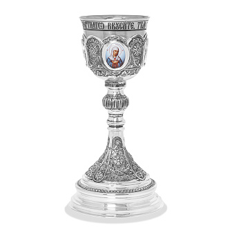 Потир 0.5л 4-деколи, чеканка / серебрение / нержавеющий стакан