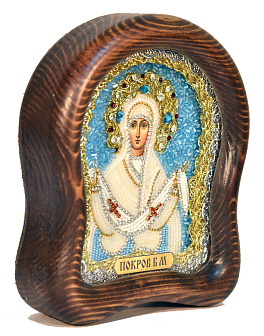 Икона ''Покров Пресвятой Богородицы'' из бисера ручной работы