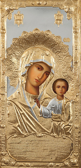 Икона живописная Божией Матери «Казанская» 55х115, масло, риза №154, золочение