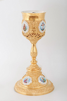 Потир 1.5л 8-финифтей, чеканка №10 / золочение / серебро (УИН)