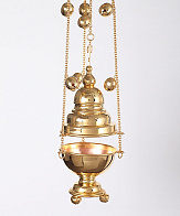 Кадило круглое большое №2 золочение с позвонцами