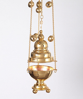 Кадило круглое большое №2 золочение с позвонцами