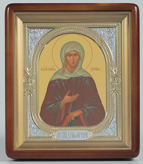 Икона в киоте 18х24 фигурный, темпера, риза-рамка №1 Ксения Петербургская