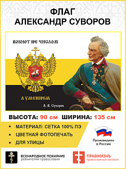 Флаг 289 Суворов Воюют не числом а умением триколор 90х135 материал сетка для улицы