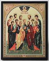 Икона на доске 13х15 объёмная печать, лак Собор Апостолов