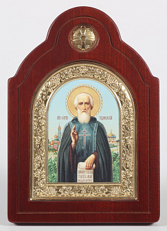 Икона настольная 9х12 фигурная, канвас, №1 Сергий Радонежский