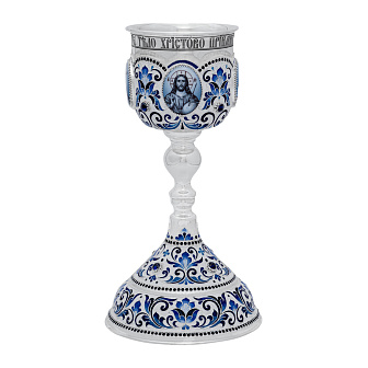 Потир 0.5л 4-деколь, филигрань, эмаль №19 / серебрение / серебряный вкладыш (УИН)