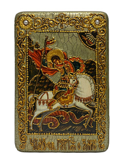 Икона ручной работы ''Чудо о змие Георгий Победоносец''