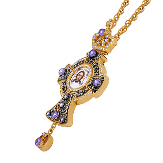 Крест наперсный №1449 / Фианиты / золочение, серебрение