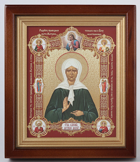 Икона в киоте 13х18 сложный, конгрев, плёнка Матрона с клеймами