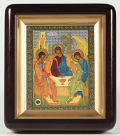 Икона в киоте 11х13 фигурный, двойное тиснение, БЗГ Троица (Рублевская)