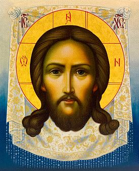 Икона Спас Нерукотворный на холсте в киоте 1130 02008_KRA