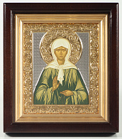 Икона в киоте 12х14 сложный №2 темпера, никель, золочение Матрона