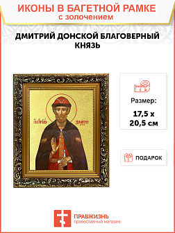 Икона "Дмитрий Донской", св. блгв. кн. Московский, с золочением поталью, 09037-УЛ Икона "Дмитрий Донской", св. блгв. кн. Московский, с золочением поталью, 09037-УЛ