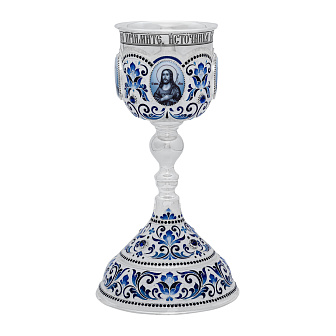 Потир 0.5л 4-деколь, филигрань, эмаль №19 / серебрение / серебряный вкладыш (УИН)