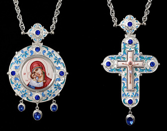 Крест наперсный №111 серебро филигрань, эмаль (УИН)