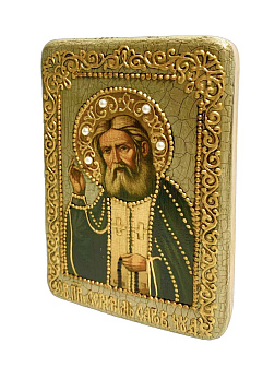 Икона ''Серафим Саровский'' из дуба ручной работы