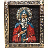 Икона Александр Пересвет, резная из дерева