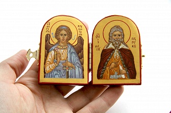 Дорожная икона ''Складень , Святой Ангел Хранитель, Святой Пророк Божий Илия''