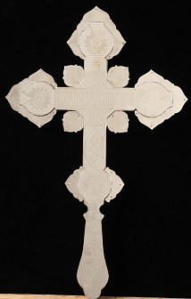 Крест напрестольный сложный фигурный с эмалью из никеля