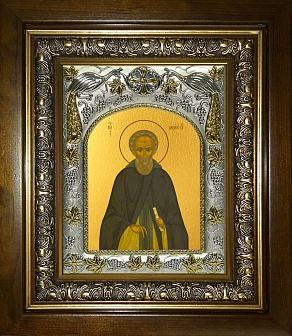 Икона Михей Радонежский преподобный, в деревяном киоте