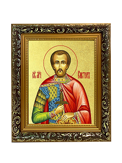 Икона "Виктор Халкидонский", св. мч., с золочением поталью, 09В7-УЛ