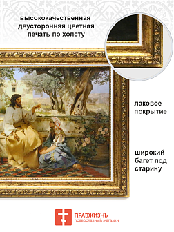 Картина на холсте в раме Христос у Марфы и Марии 25х35,5