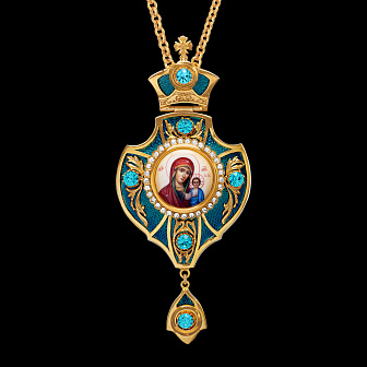 Панагия №38 эмаль / золочение / Казанская БМ