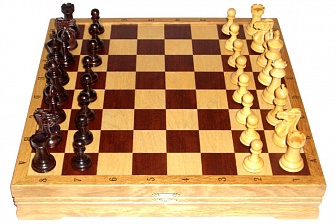 Шахматы классические средние деревянные утяжеленные, основа из дуба, фигуры из самшита и палисандра, 36х36 см (высота короля 3,25")