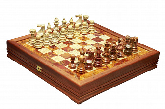 Шахматы каменные Европейские, бархат, мрамор, оникс, 43*43см (высота короля 3,50")