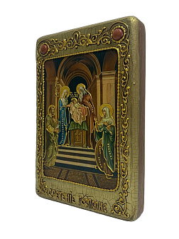 Настольная икона ''Сретение Господа нашего Иисуса Христа'' на мореном дубе