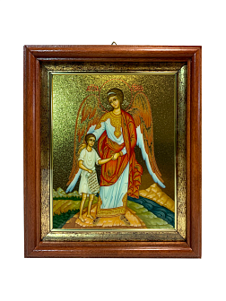 Именная икона Ангел Хранитель с душой золочение поталь 221