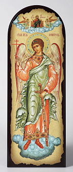 Икона на МДФ 18х50 арочная, объёмная печать, лак Ангел-Хранитель