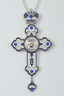 Крест наперсный № 187 штампованный,эмаль /серебрение/