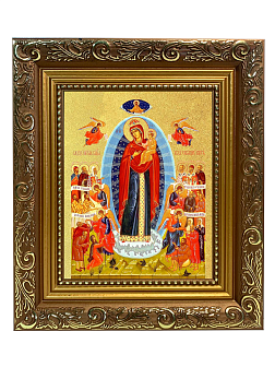 Икона Божией Матери "Всех Скорбящих Радость" с золочением поталью, 03009-УЛ