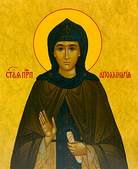 Икона Аполлинария Преподобная на холсте в киоте 031 10А7_KRA
