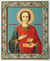 Икона ПАНТЕЛЕИМОН Целитель, Великомученик (ТИСНЕНИЕ)