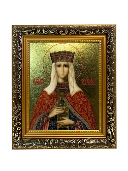 Икона Екатерина великомученица с золочением, узкая рамка 17,5х20,5х2 см