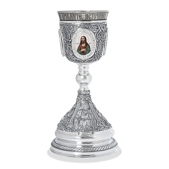 Потир 1.0л 4-финифти, чеканка с пророками / серебрение / мельхиоровый стакан