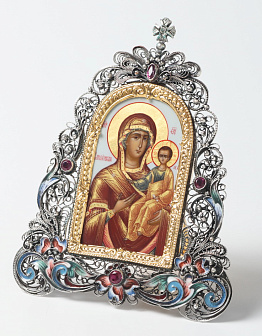 Икона настольная в филигранной рамке / золочение, серебрение