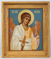 Икона живописная в киоте 30х40 масло, золоченый нимб, в киоте №8 Ангел-Хранитель