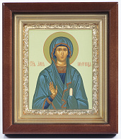 Икона в киоте 11х13 сложный, темпера, рамка золочёная Анна Пророчица