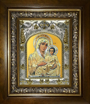 Икона освященная Божия Матерь Иерусалимская в деревянном киоте