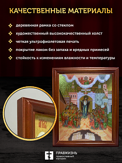 Икона Божией Матери Непроходимая Дверь с золочением, деревянная рамка со стеклом 15х18х2 см 1106