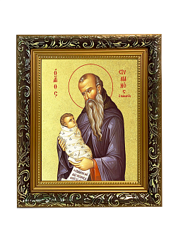 Икона "Стилиан Пафлагонский", св. прп., с золочением поталью, 09С10-УЛ