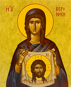 Икона Вероника Кровоточивая Праведная на холсте в киоте 045А Икона Вероника Кровоточивая Праведная на холсте в киоте 045А