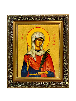 Именная икона Валентина Кесарийская Мученица на холсте в киоте 038