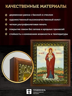 Икона Божией Матери Валаамская, деревянная рамка с басмой и стеклом 18х21х2,5 см 1185 Икона Божией Матери Валаамская, деревянная рамка с басмой и стеклом 18х21х2,5 см 1185
