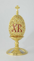 Яйцо пасхальное сувенирное литое №3 на подставке золочение Яйцо пасхальное сувенирное литое №3 на подставке золочение