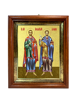 Икона "Косьма и Дамиан", свв. мчч., с золочением поталью, 09059-УЛ